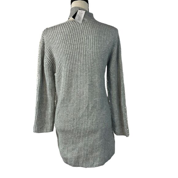 INC International Concepts Small Tunic Sweater Sequins Long Sleeves Stretch Gray - Picture 5 of 9